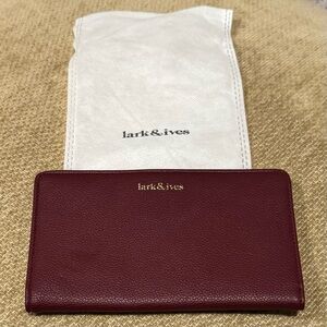 🆕 Lark & Ives Vegan Leather Continental Snap Wallet in Rich Bordeaux (Burgundy)